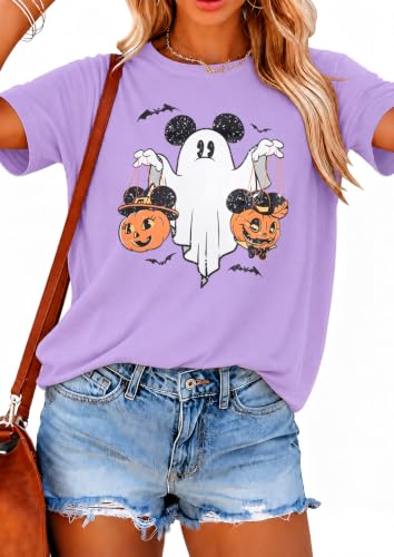 BLANCHES Halloween Shirts Women Cute Ghost Pumpkin Spooky Season Tee