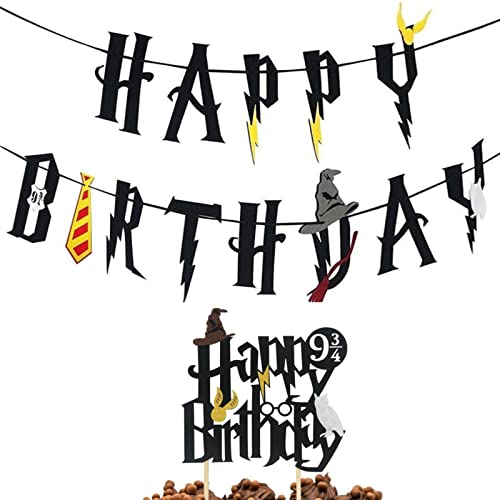 HAPPY BIRTHDAY Décoration de gâteau d'anniversaire pour enfants - Guirlande de fanions Cover