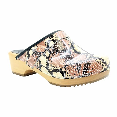 Image of Bjork Maja Wood Open Back Leather Clogs