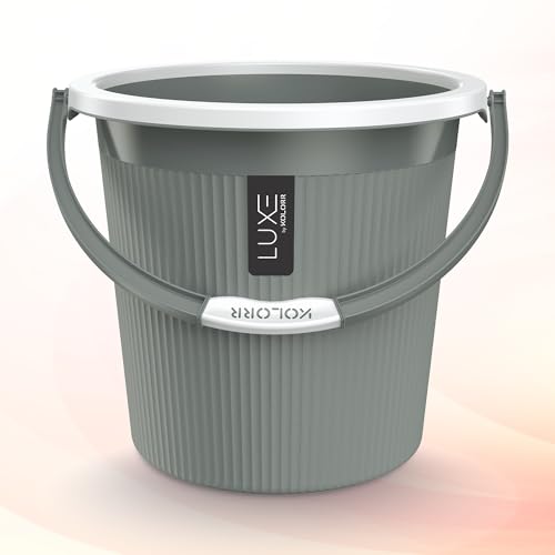 Image of KOLORR Luxe Bathroom Set (Bucket 20L x 2) + (Mug 1.5L x 2) + (Luxe Patla x 1)|Sturdy and Durable |Lightweight| Easy to Clean and Attractive Design|Pack of 5| PNT Grey 431C