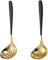 Vista 5 de Cucharón de sopa Skimmer Slotted Spoon Set Colador De Acero Inoxidable Colador De Salsa Olla Caliente - Plata