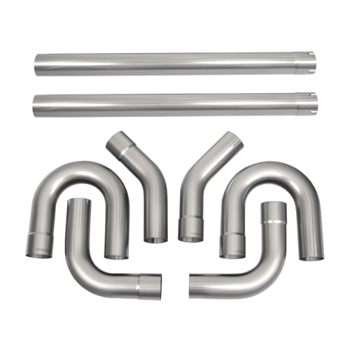 BIGREAT 409 Steel 4 Inch DIY Custom Mandrel Exhaust Pipe Tube Pipe 48 Straight Pipe 4 OD Straight & Mandrel Bend Pipe(45/90/180 Degree) Kit Custom Fitment For Exhaust System 8PCS