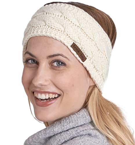 Brook + Bay Women's Ear Warmer Headband - Ivory, Fleece Lined, One Size Fits Most, Unisex Headband for Ear Warm, Hair Accessories