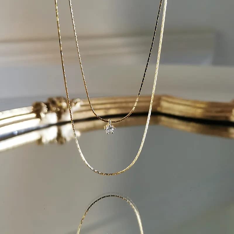 Collier de chaîne de clavicule anti-nœud multicouche pendante en argent