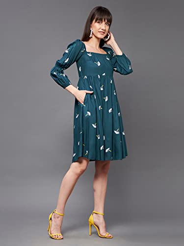 Image of Miss Chase Women's Round Neck Sleeveless Polyester Ruffled Knee- Length Dress