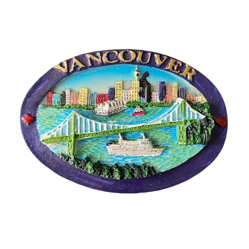 Vancouver Canada Tourism Tourist Travel Gift Souvenir Lions Gate Bridge and City Skyline 3D Resin Decorative Refrigerator Fridge Magnet Sticker Craft Home Kitchen Decoration