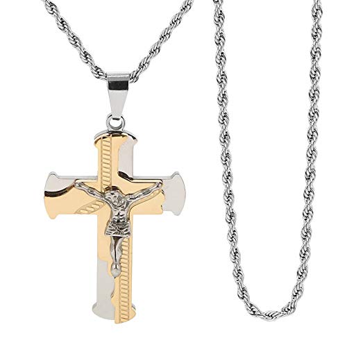 Collier de priere homme croix 3 couches pour en finir avec les pendentifs plats sans caractere