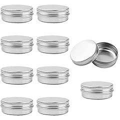 10 Stück 30Ml Kleine Metalldose, 5x2cm Aluminium Blechdosen Klein Probe Behälter Reise Tiegel mit Schraub Deckel für Kosmetik Lippenbalsam Lotion(Silber)