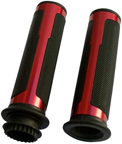 MotorToGo One Pair Red Motorcycle 7/8" Handlebar Grips Gel with Throttle Tubes Compatible for 1982 Honda Goldwing 1100 GL1100I Interstate