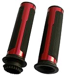 MotorToGo One Pair Red Motorcycle 7/8" Handlebar Grips Gel with Throttle Tubes Compatible for 1982 H