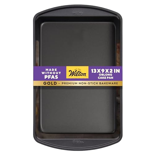 Image of Wilton Gold Non-Stick 13 x 9 Inch Oblong Baking or Roasting Pan, Stainless Steel Bakeware, Made without PFAS, Packaging May Vary