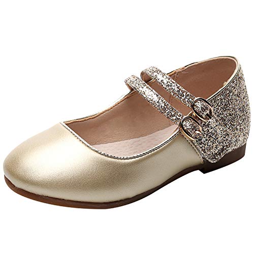 rismart Fille Bambin/Petit Enfant Briller Sangle École Chaussures Plat Mary Jane Ballerines SN03501(Or,29 EU) Cover