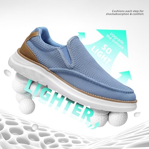 Image of Mens Casual Loafers Slip-on Boat Mesh Walking Shoes Business Oxfords Sneakers Work Comfortable Lightweight Soft Sole
