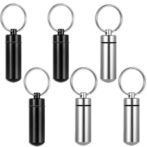 VITALNOS 6 PCS Cremation Jewelry for Ashes - Memorial Cylinder Vial Urn Necklaces & Keychains, Keepsake Jewelry for Loved Ones’ Ashes, Hair, or Mementos, Waterproof and Durable Design