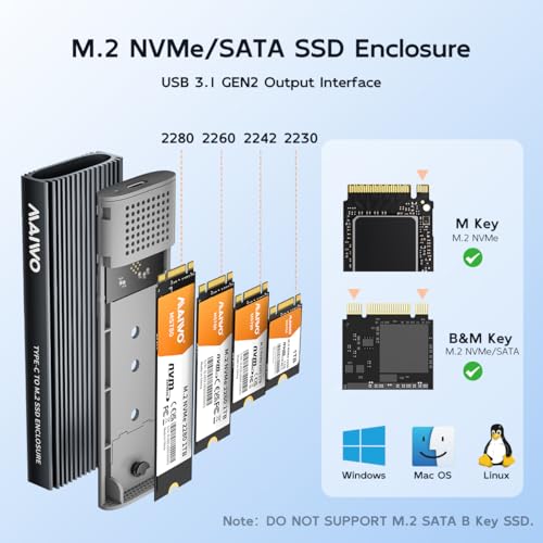 MAIWO Caja Externa para SSD M.2 NVMe SATA USB 3.1 Gen2 10Gbps miniatura 3
