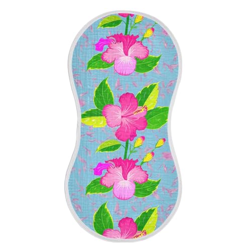 Blue Hibiscus Green Leaves Burp Cloths for Babies Burp Rag Cotton Spit Up Rag for Babies Infant Newborn2