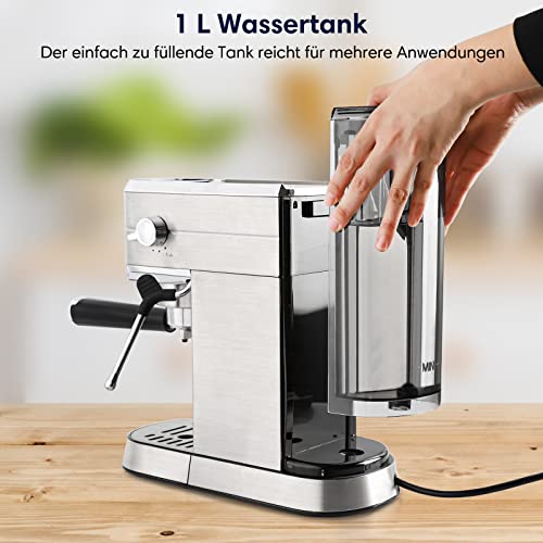 Espressomaschine 20 Bar, Siebträgermaschine mit 1 Liter Wassertank, Edelstahl siebträger kaffeemaschine mit… – Bild 6