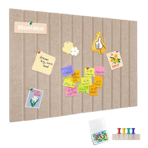 MEISO Corcho Pared Autoadhesivo 60 x 40 cm, Tablero de Corcho, Tablón de Anuncios de Corcho con 25 Chinchetas, Tablón de Fieltro para Colgar Fotos Notas de Oficina Decoración del Hogar