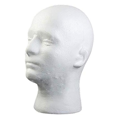 Male Mannequin Styrofoam Foam Manikin Head Model Wig Glasses Hat Display Stand - White rycnet Cover