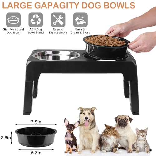 Raised Dog Bowls, Elevated Dog Bowl with 4 Heights Adjustable Stand, Pet Feeding Station - Image 2