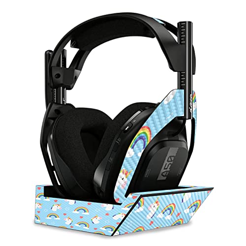 Image of MightySkins Carbon Fiber Skin Compatible with Astro A50 Wireless Headphones + Base Station (Gen 4) - Unicorn Perfection | Protective, Durable Textured Carbon Fiber Finish | Easy to Apply