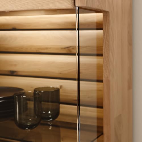 Lomadox Wohnwand Wohnmöbel Set in Eiche massiv geölt 4-teilig, 2 Highboards, 1 Wandboard, 1 Lowboard – Bild 5