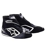 Alpinestars Driving Shoe, SP+, Mid-Top, SFI 3.3, FIA Approved, Suede Outer, Nomex Inner, Black/White, Size 11, Pair