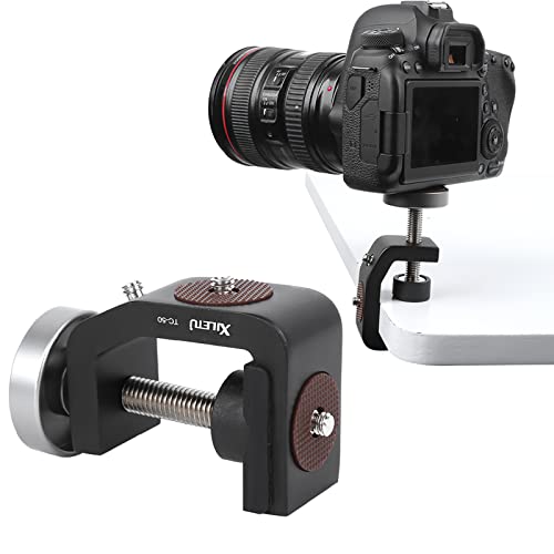 TC - 50 Black Aluminium Alloy Universal C Clamp with Rubber Cushion for Desktop Recording and Shooting