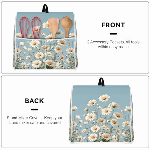 Image of Kitchen Dust Cover Compatible with 4.5 5 6 8 quart Stand Mixer, Kitchen Appliance Protective Covers with Top Handle and Pocket (Coneflower, For All 6-8 qt Mixer)