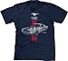 Blittzen Mens T-shirt Mustang 50 Years Red White, Medium, Navy Blue