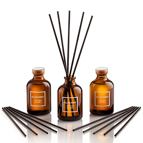 CLIM ART Cotton Flower Reed Diffusers Scented Sticks, 3 Sets, Home, Office Aromatherapy, Light Scents for Living Room, Bathroom,Kitchen,Diffuser Reeds Sticks,Reeds for Diffuser,Reeds Diffuser-RD0002