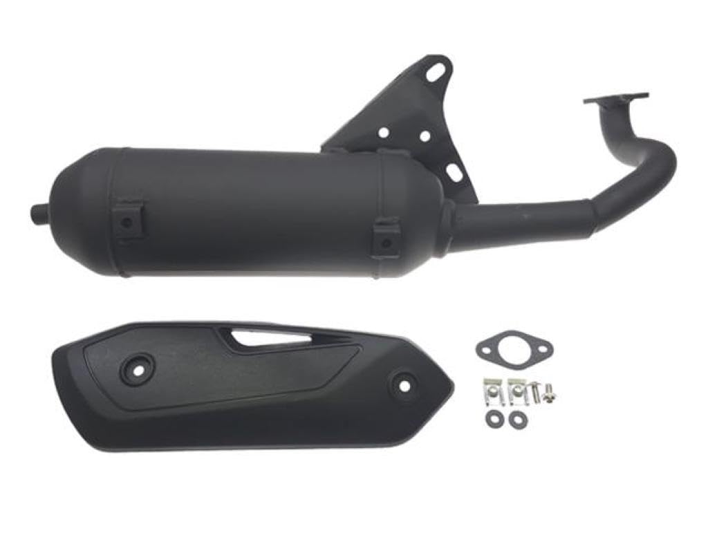 Silent-Pro Auspuff Schwarz E-geprüft – passend für Yamaha Aerox, Jog, Neos, Zuma – 50cc 2-Takt Roller mit Minarelli Motor – E-Geprüft
