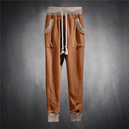Mens Novelty Pants Drawstring Slim Fit Knitted Sweatpants Casual Loose Lightweight Fashion Trousers with Pockets 5