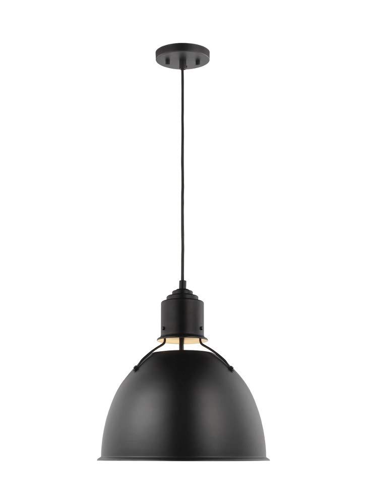 Sea Gull Lighting Huey-1 Light Medium Pendant-15 Inch Wide by 15.75 Inch high-Midnight Black Finish-Incandescent Lamping Type -Tradition