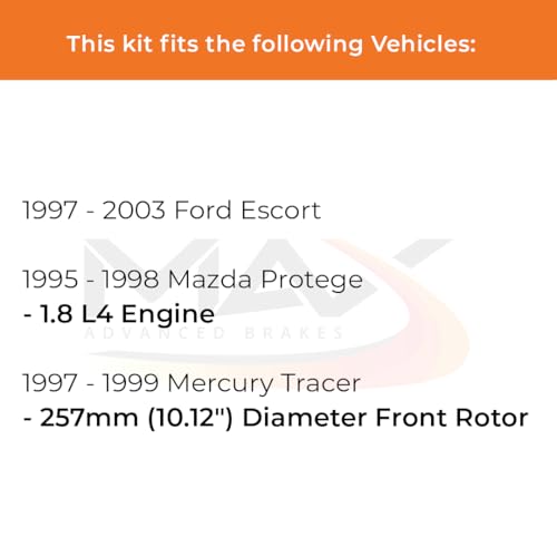 Image of Max Advanced Brakes Front & Rear Brake Kit Compatible With 1997-2002 2003 Ford Escort Compatible With Mazda Protege Replacement Premium OE Disc Brake Rotors and Ceramic Brake Pads