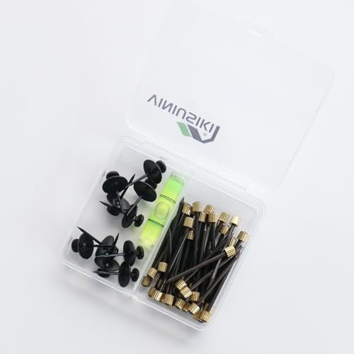 Image of VINIUSIKI Picture Hanging Kit, 50 Pieces Wall Nails with Spirit Level, Black Steel Hardware for Frames Up to 20 lbs