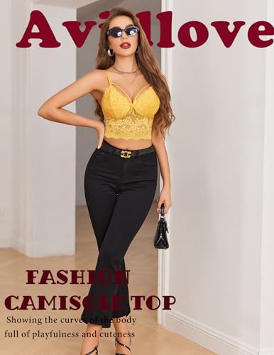 Image of Avidlove Lace Bralette for Women Lingerie Spaghetti Adjustable Strap Tank Camisole Crop Top