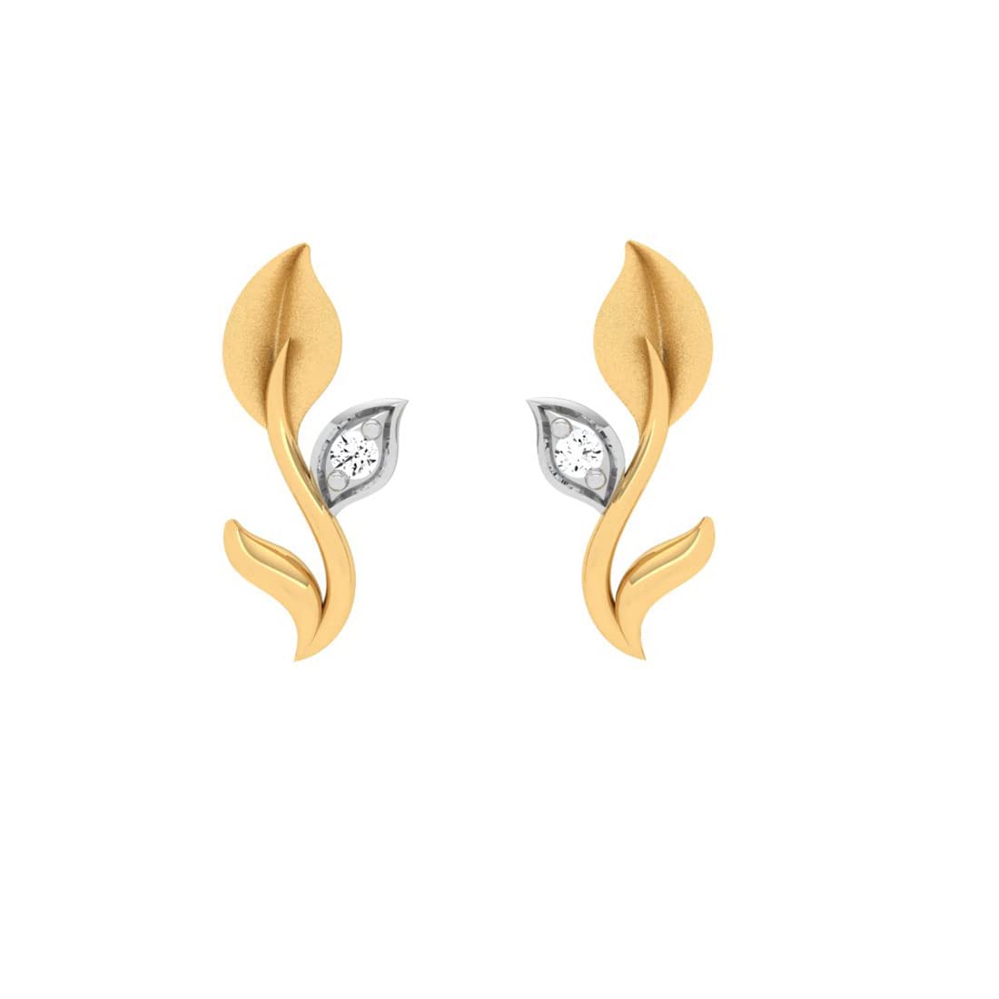 P.C Chandra Jewellers 14KT (585) Yellow Gold Leaves Stud Earrings - 0.65 Grams For womens