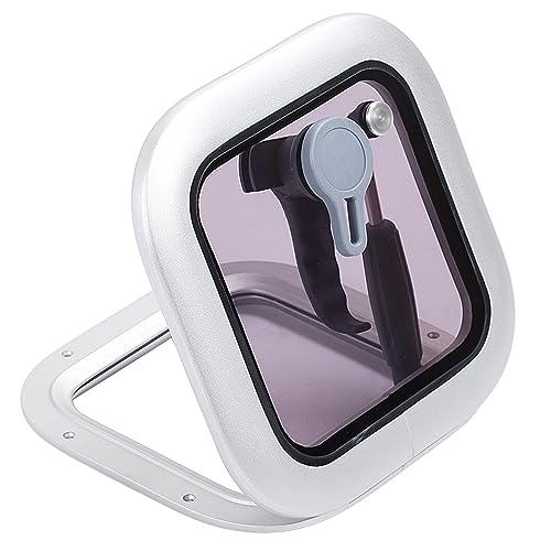 Brilluxa Bootslukenfenster, 211 x 211 mm Decksluke Bullauge Bootsfenster quadratisch grau mit Edelstahl Stützstange für Yacht Wohnmobil Marine Boot Caravan Fenster