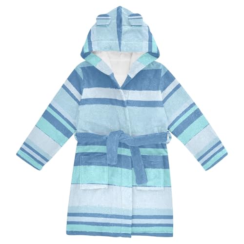 Stripes Blue Hooded Robe Bath Robes For Girls