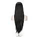 MelodySusie Black Long Straight Wig for Women, 31 inches Silky Long Straight Black Wig with Bangs Heat Resistant Synthetic Halloween Wig Hair Wig for Women with Free Wig Cap, Black