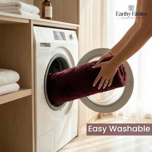 Image of Earthy Fables Feather Microfiber Rug /Mat, Thick, Quick Dry, Anti-Skid, Non-Slip, Machine Washable Floor Rug, Door Mat for Kitchen, Bedroom, Living Room, 60 x 40 cm - Wine