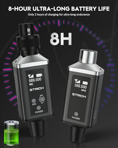 Image of STRICH M3 UHF Wireless XLR Transmitter and Receiver, 16 Channels | 164 ft range plug-on adapter for dynamic and condenser mics; compatible with audio mixers and PA systems
