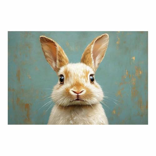 Peinture lapin vintage pour sublimer un grand mur vide de salon moderne