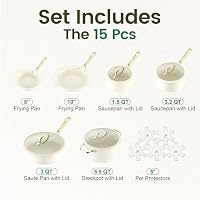 Chef Power Ceramic Cookware Sets, 15Pcs Pots and Pans Set Non Stick — image 2