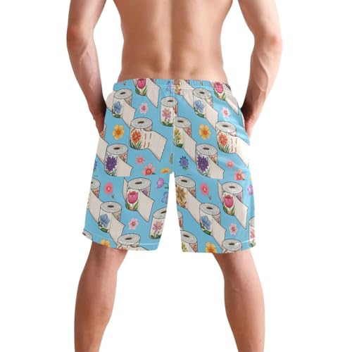 Quick Dry Toilet Paper Rolls Men's Swimming Shorts Swim Trunks with Mesh Lining Beach Wear - S2