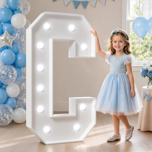 Image of Marquee Letters 4 Feet Tall, Cool Light Up Letters C forParty Decor | 4ft Marquee Light Up Letters for Birthday Graduation Decor, Large Sign for Wedding Baby Shower 21 Pcs Accessory Set
