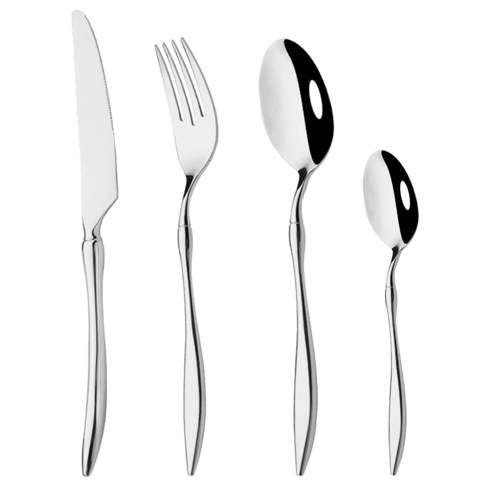 Juegos de Cubiertos Cubiertos Dorados Juego de Cubiertos Occidentales Espejo de Lujo Cuchillo Tenedor Cuchara de té Vajilla Vajilla de Acero Inoxidable 18/10 Juego de Cubiertos