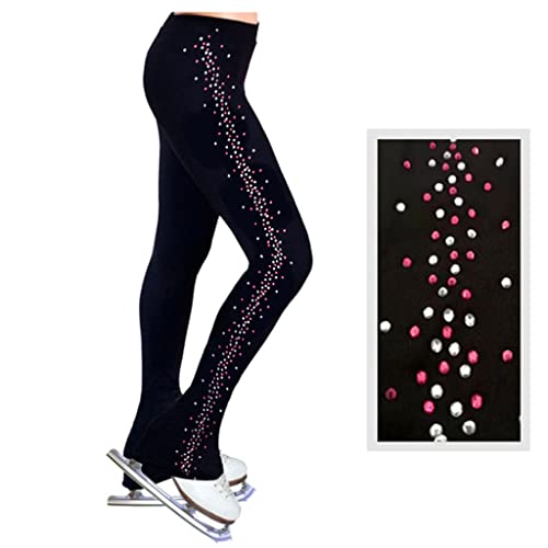 COYI Figur Skating Strasssteine Hosen Warm, Eiskunstlauf Hose Für Erwachsene Und Kinder Tanzhose Strumpfhosen Leggings Eislaufen Kleidung Mit Innerem Fleece(Size:m,Color:B) Cover