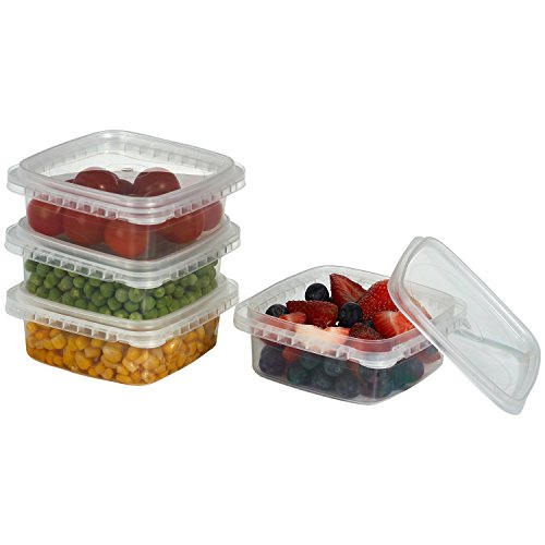 25 Pc. 8 Oz. Square Clear Deli Containers With Lids Stackable, Airtight Tamper-Proof Bpa-Free Food Storage Containers, Space Saver For Kitchen Storage, 25 Pack #TOP1